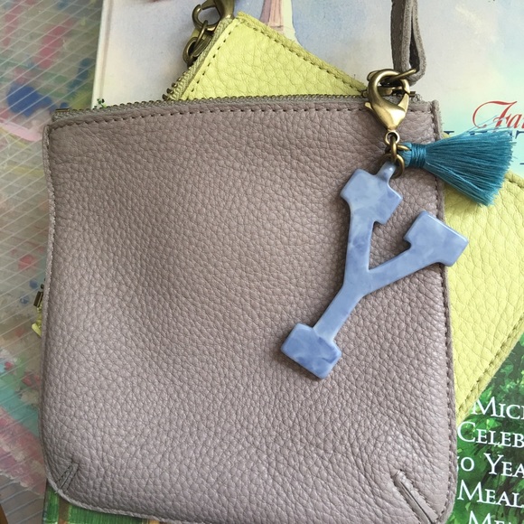 🌸🦋Anthro leather initial tassel mini purses - Picture 2 of 3